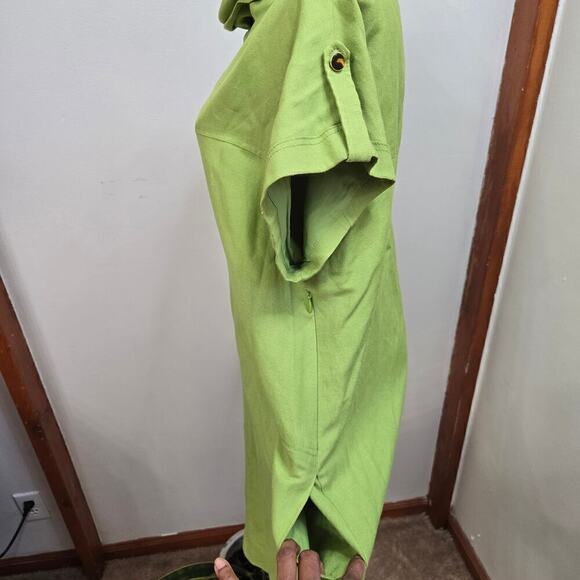 TAHARI ARTHUR S. LEVINE Green Linen Blend Cowl Neck Mini Dress Size 10 - Picture 5 of 10